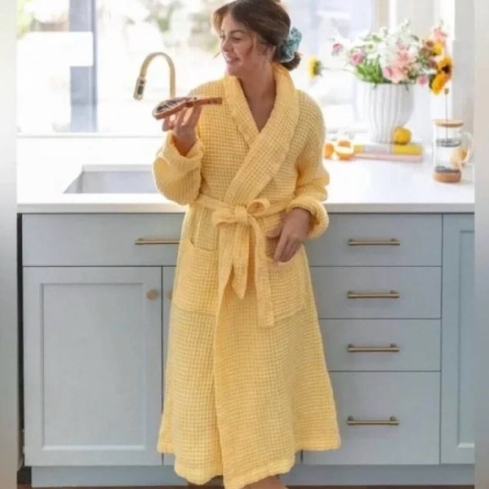 One Wednesday Yellow Waffle Knit Robe - The Jilly Box